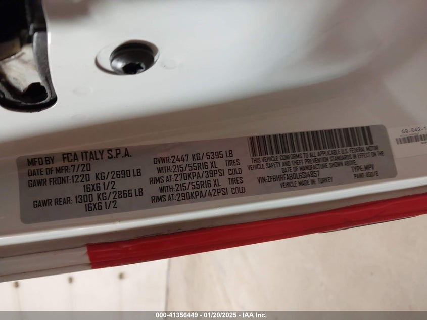 2020 RAM PROMASTER CITY TRADESMAN - ZFBHRFAB0L6S14857