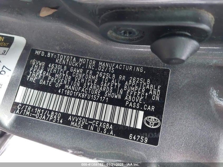 2015 TOYOTA CAMRY HYBRID XLE - 4T1BD1FK8FU157171