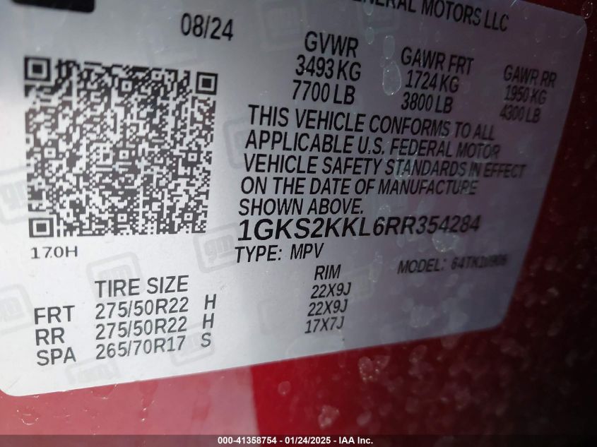 2024 GMC Yukon XL - 1GKS2KKL6RR354284