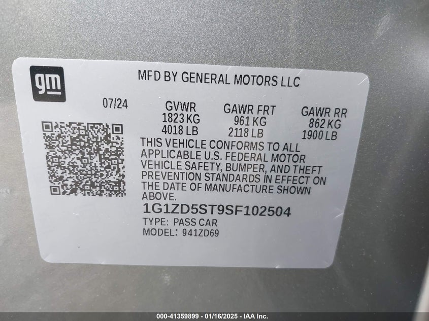 2025 CHEVROLET MALIBU FWD 1LT - 1G1ZD5ST9SF102504