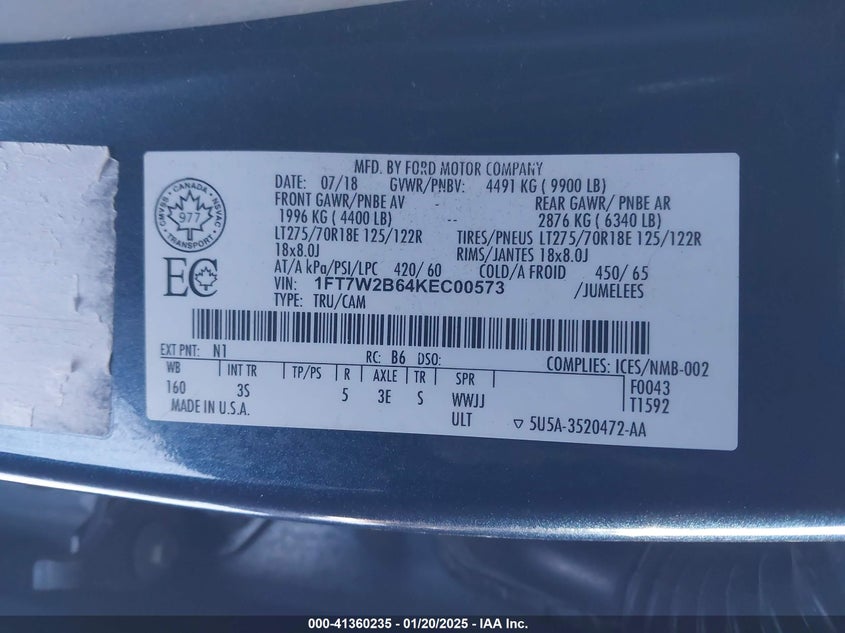 2019 FORD F-250 XLT - 1FT7W2B64KEC00573