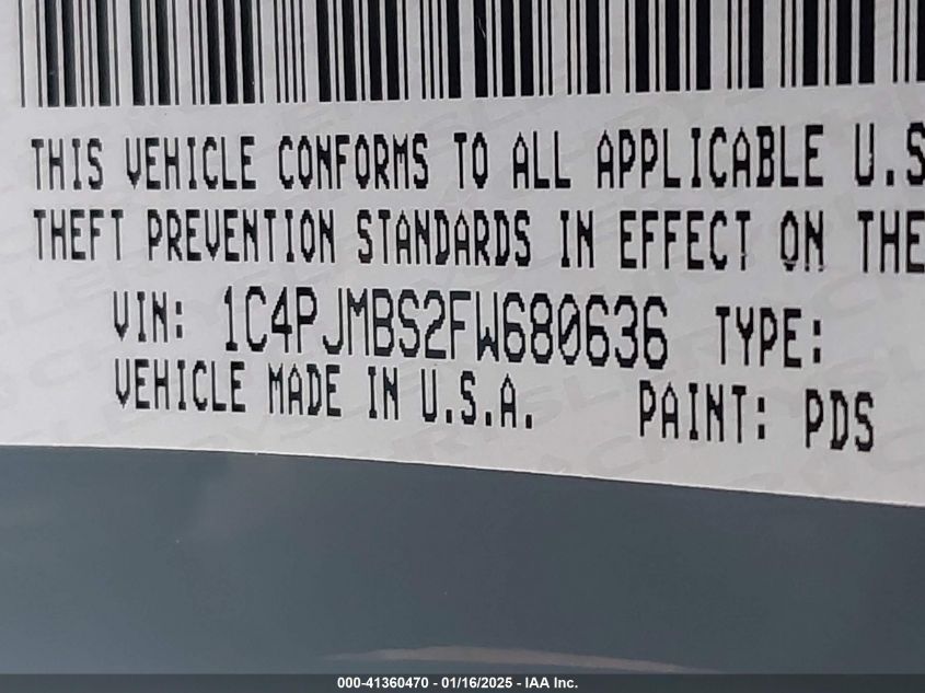 VIN 1C4PJMBS2FW680636 2015 Jeep Cherokee, Trailhawk no.9