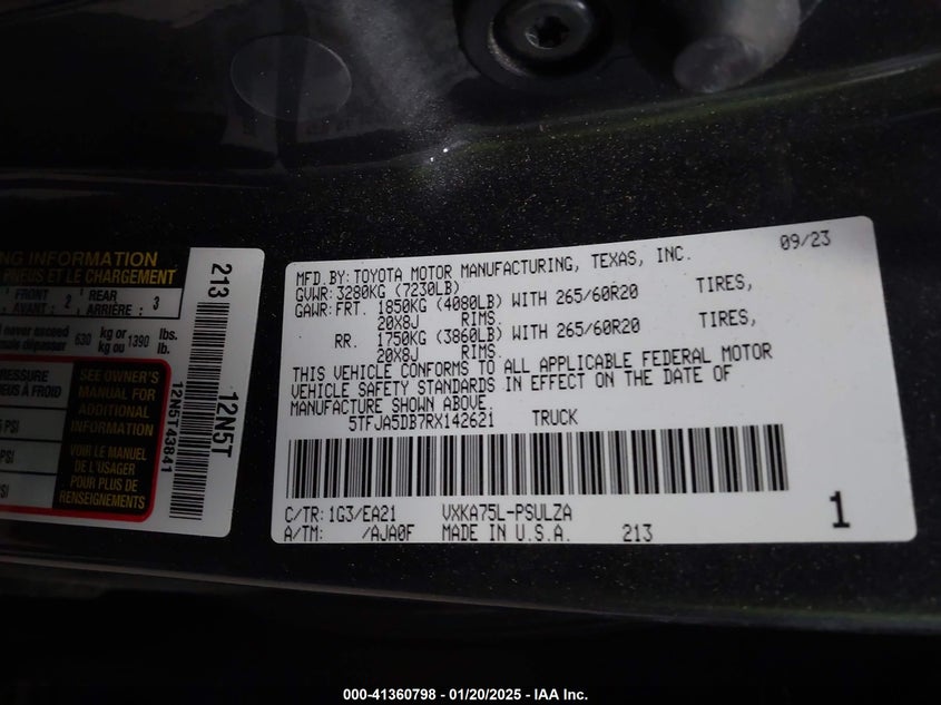 2024 TOYOTA TUNDRA VIN: 5TFJA5DB7RX142621