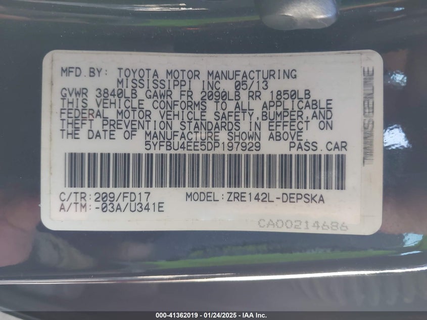 2013 TOYOTA COROLLA S - 5YFBU4EE5DP197929