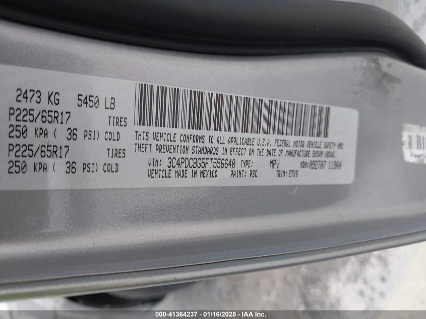 VIN 3C4PDCBG5FT556640 2015 DODGE JOURNEY no.9