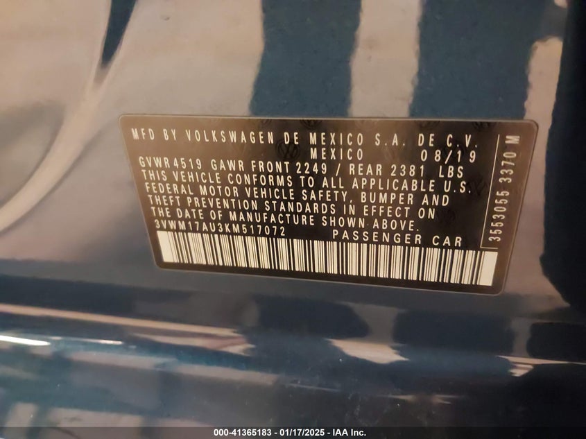 2019 VOLKSWAGEN GOLF ALLTRACK TSI S/TSI SE/TSI SEL - 3VWM17AU3KM517072