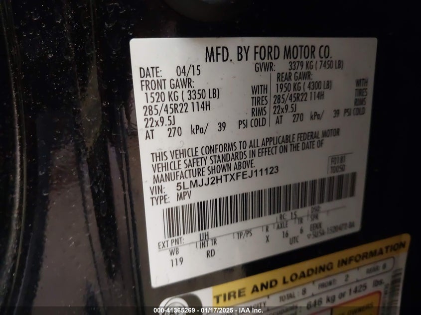 2015 LINCOLN NAVIGATOR - 05LMJJ2HTXFEJ1112