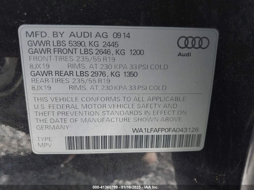 VIN WA1LFAFP0FA043126 2015 Audi Q5, 2.0T Premium no.9