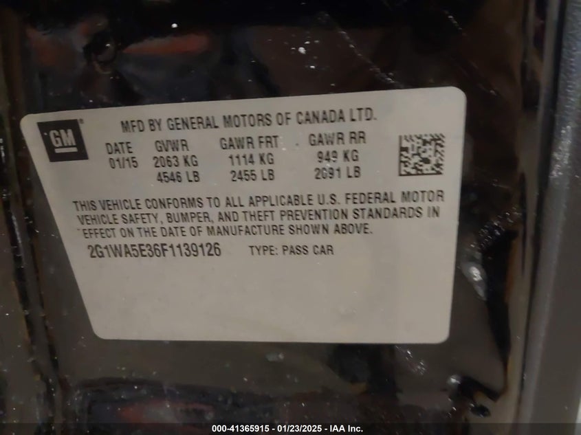 2015 CHEVROLET IMPALA LIMITED LS - 2G1WA5E36F1139126