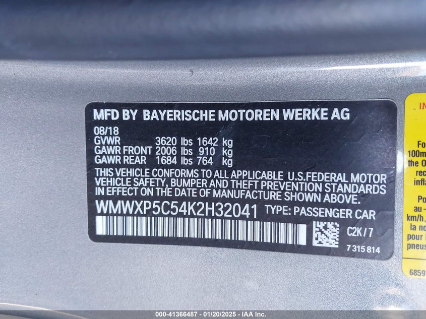 2019 MINI HARDTOP VIN: WMWXP5C54K2H32041