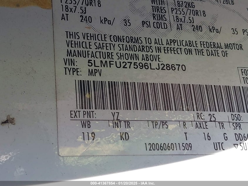 2006 Lincoln Navigator Luxury/Ultimate VIN: 5LMFU27596LJ28670 Lot: 41367854