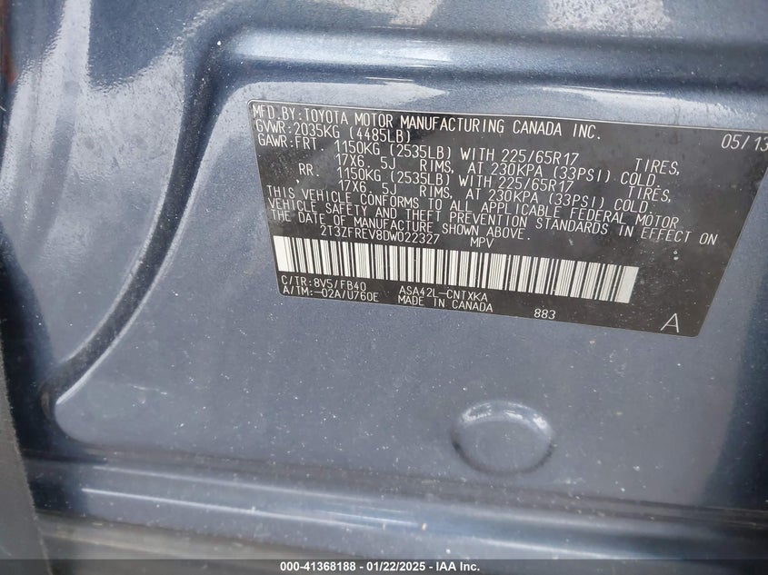 2013 TOYOTA RAV4 LE - 2T3ZFREV8DW022327