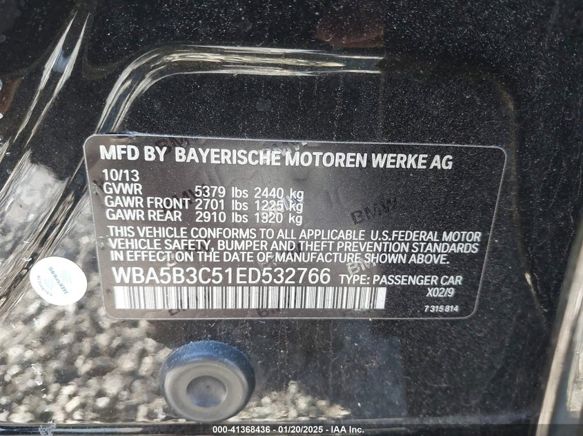 2014 BMW 535I XDRIVE - WBA5B3C51ED532766