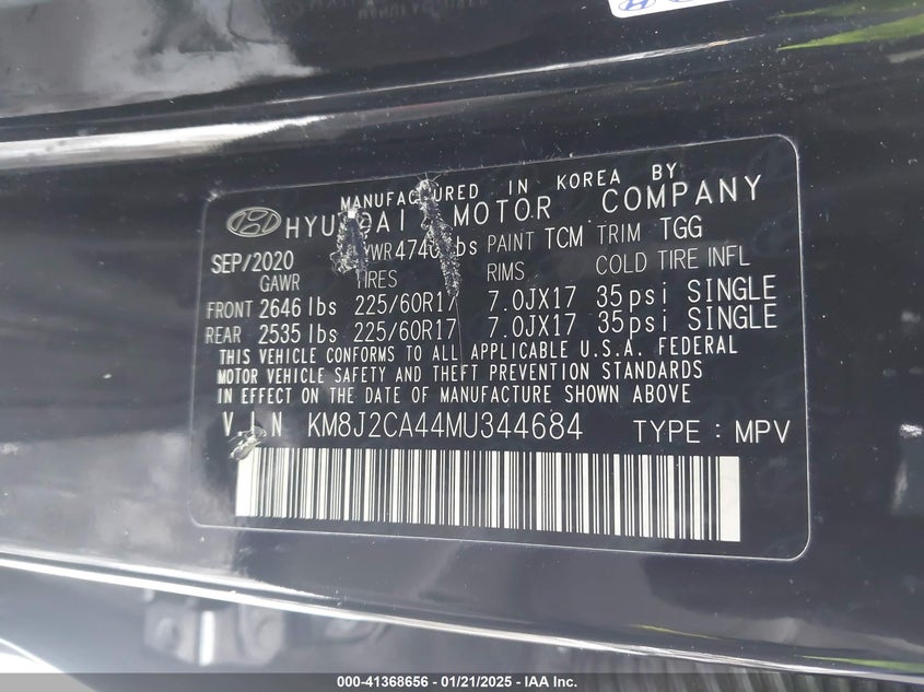 2021 HYUNDAI TUCSON SE - KM8J2CA44MU344684