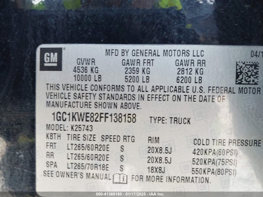 2015 CHEVROLET SILVERADO 2500HD LTZ - 1GC1KWE82FF138158