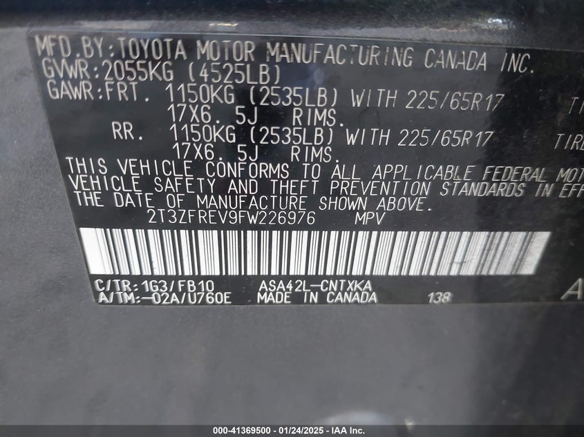 2015 TOYOTA RAV4 LE - 2T3ZFREV9FW226976