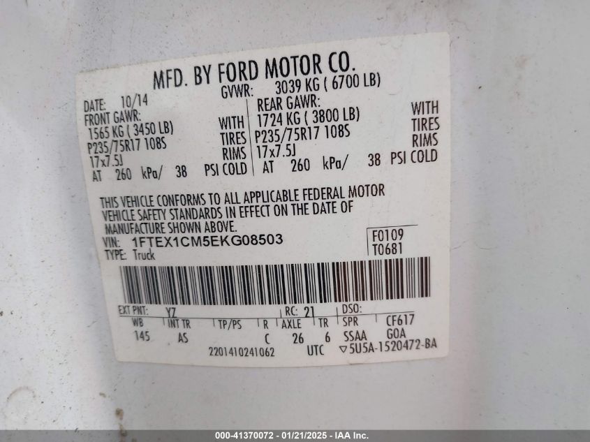 VIN 1FTEX1CM5EKG08503 2014 FORD F-150 no.9