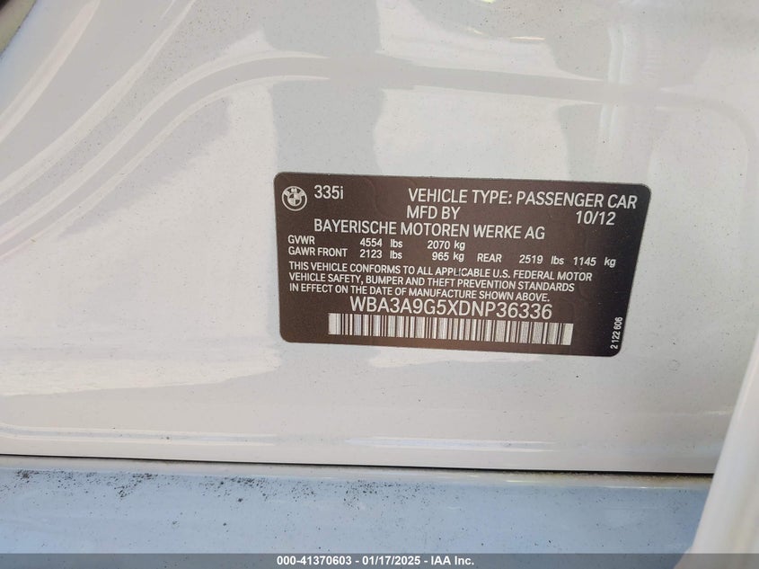 2013 BMW 335I - WBA3A9G5XDNP36336
