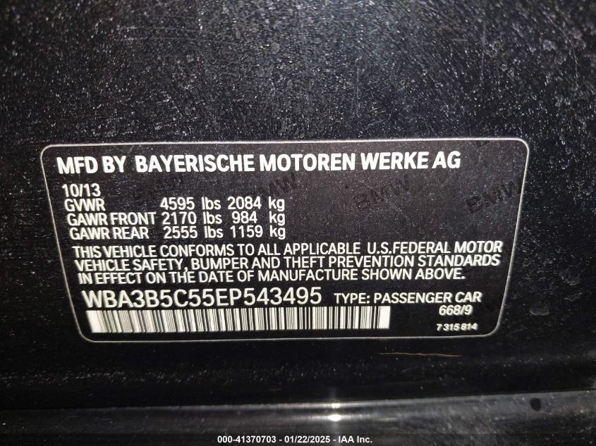 VIN WBA3B5C55EP543495 2014 BMW 328I no.9