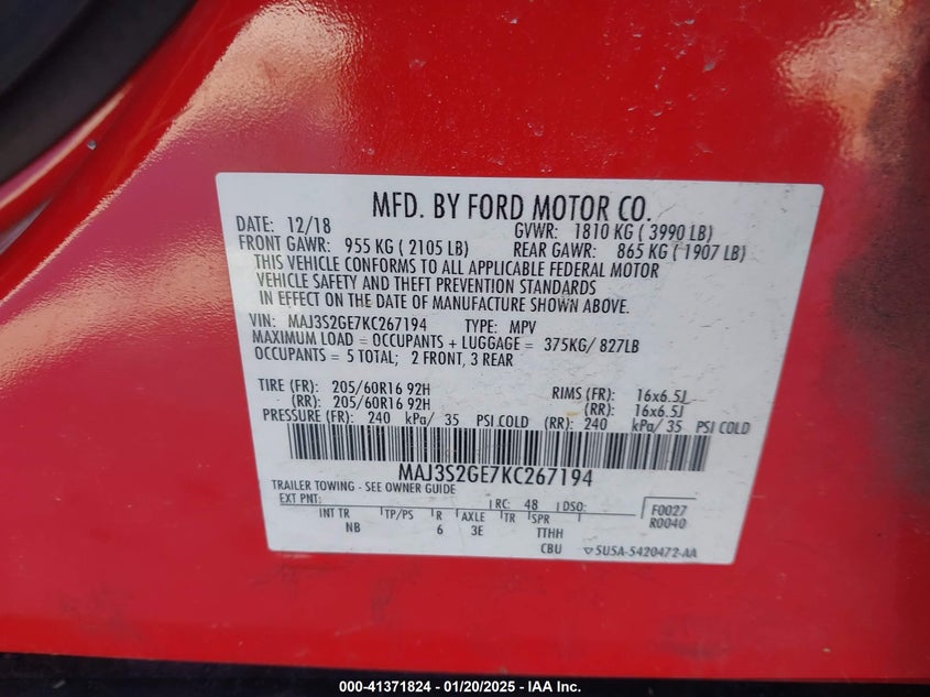 2019 FORD ECOSPORT SE - MAJ3S2GE7KC267194