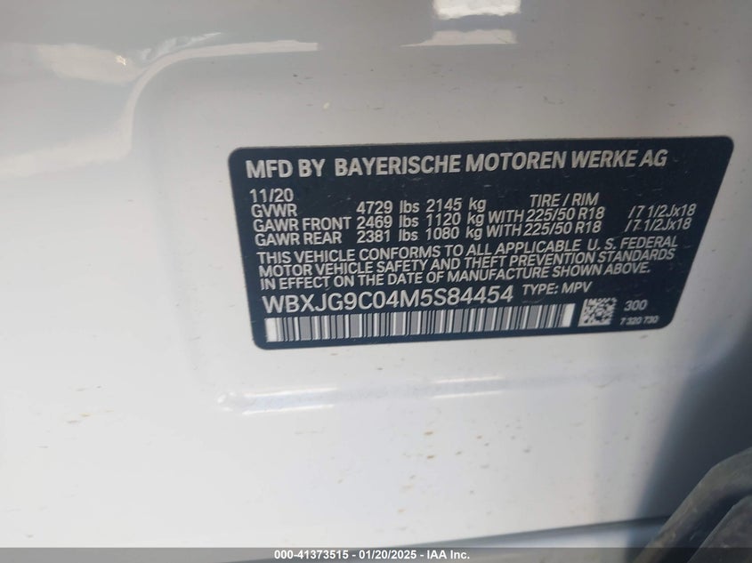 2021 BMW X1 XDRIVE28I VIN: WBXJG9C04M5S84454