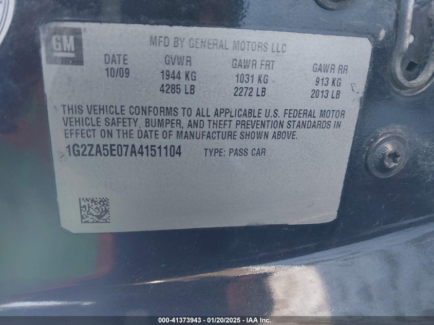 2010 PONTIAC G6 VIN: 1G2ZA5E07A4151104