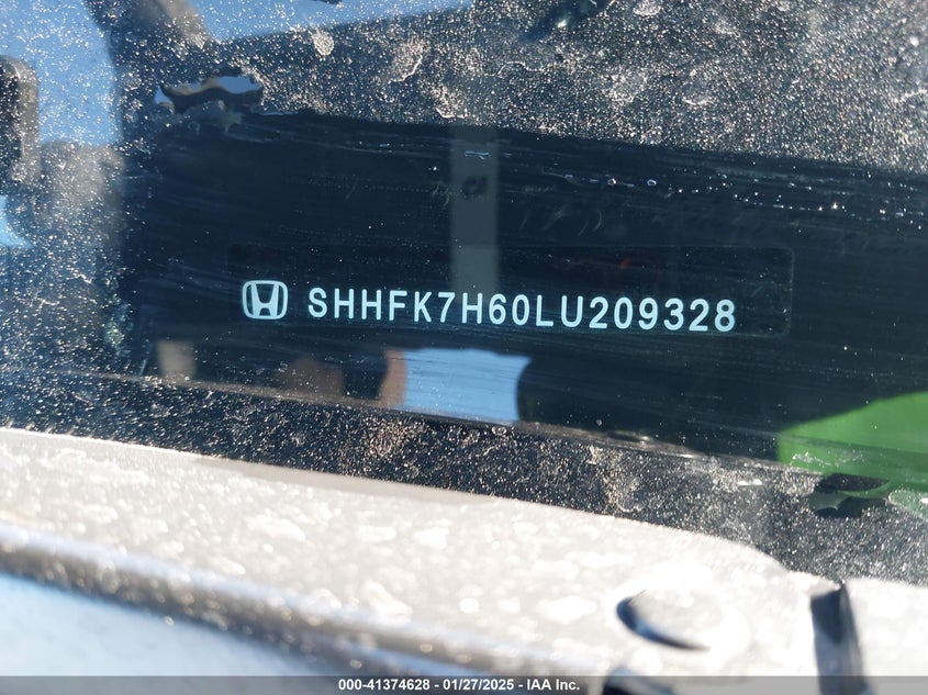 2020 HONDA CIVIC VIN: SHHFK7H60LU209328