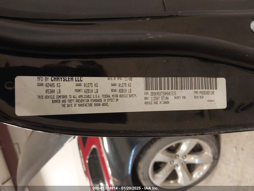 2009 DODGE CHARGER VIN: 2B3KA53T59H581515