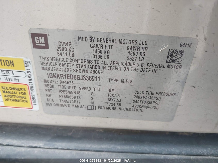 2016 GMC ACADIA SL - 1GKKR1ED8GJ336911