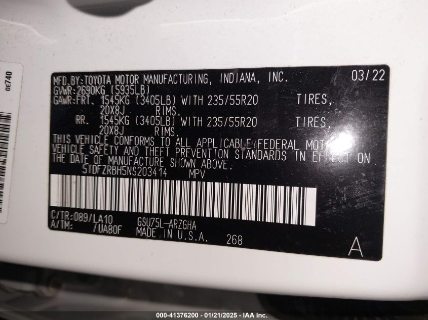 2022 Toyota Highlander - 5TDFZRBH5NS203414