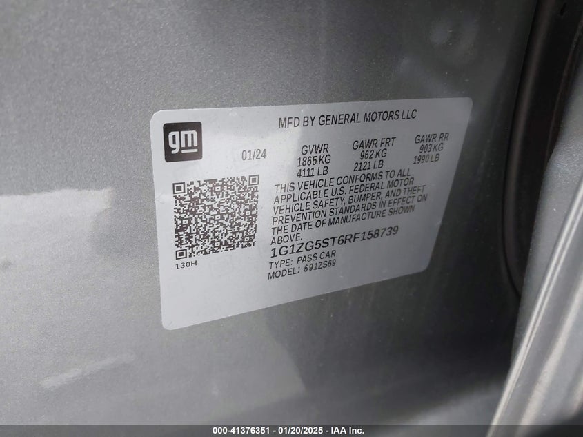 2024 CHEVROLET MALIBU FWD RS - 1G1ZG5ST6RF158739