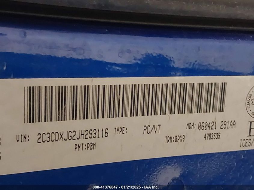 2018 Dodge Charger Gt VIN: 2C3CDXJG2JH293116 Lot: 41376847