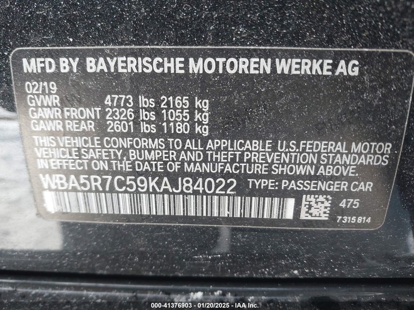 2019 BMW 330I XDRIVE - WBA5R7C59KAJ84022