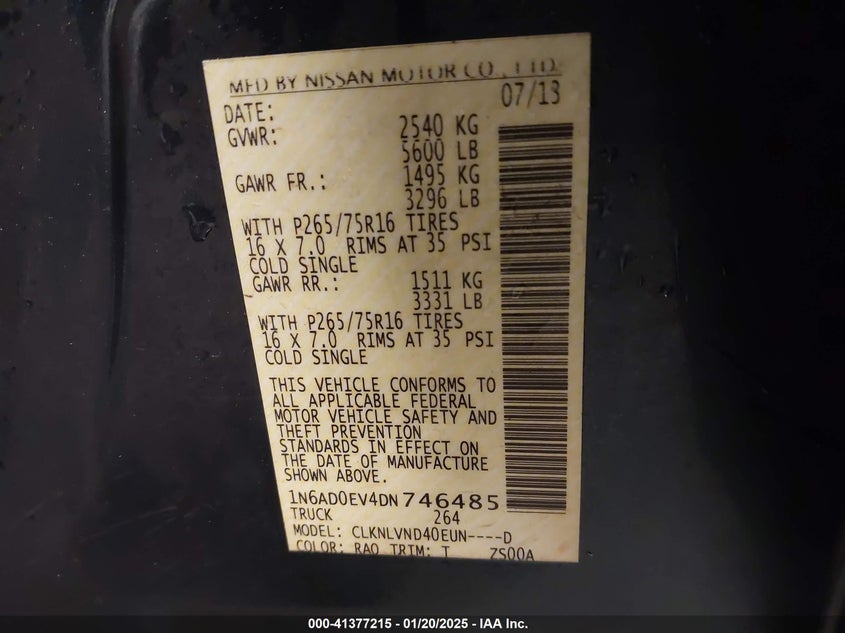 2013 NISSAN FRONTIER PRO-4X - 1N6AD0EV4DN746485