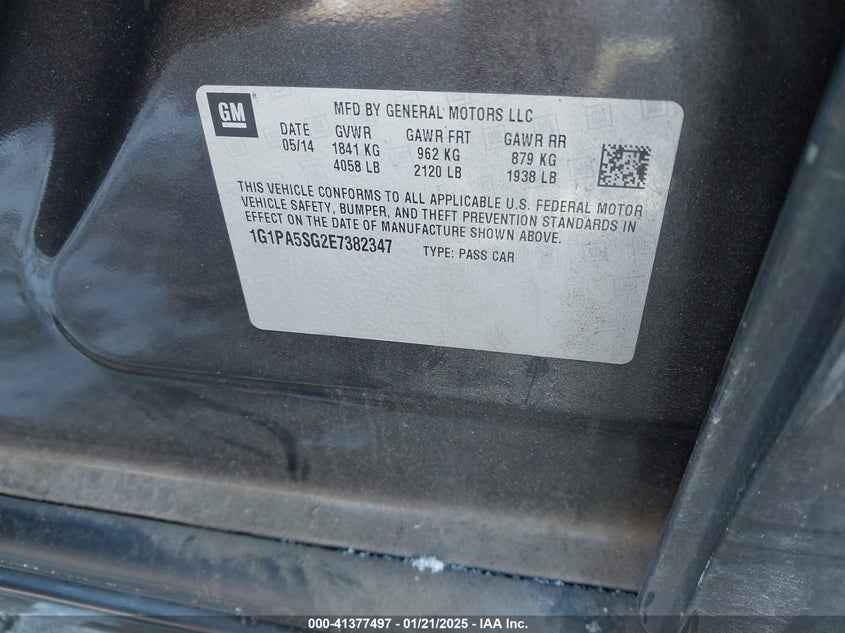 2014 CHEVROLET CRUZE LS AUTO - 1G1PA5SG2E7382347