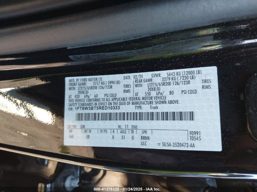 2024 Ford F-350 - 1FT8W3BT5RED10333