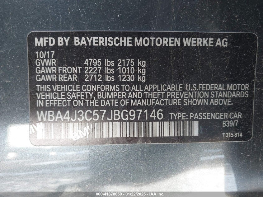 2018 BMW 430I GRAN COUPE XDRIVE - WBA4J3C57JBG97146