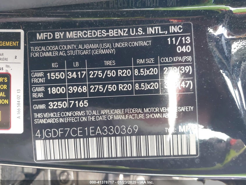 2014 MERCEDES-BENZ GL 450 4MATIC - 4JGDF7CE1EA330369