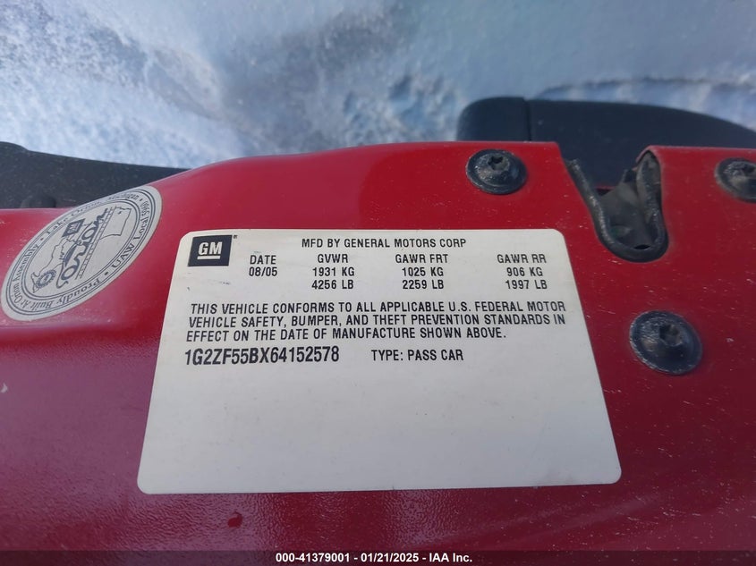 2006 PONTIAC G6 VIN: 1G2ZF55BX64152578