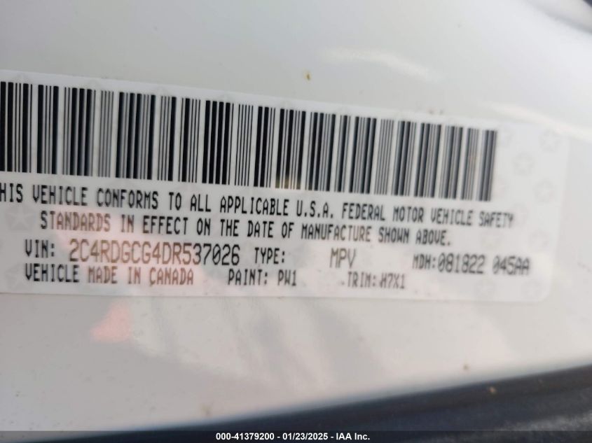 VIN 2C4RDGCG4DR537026 2013 Dodge Grand Caravan, Sxt no.9