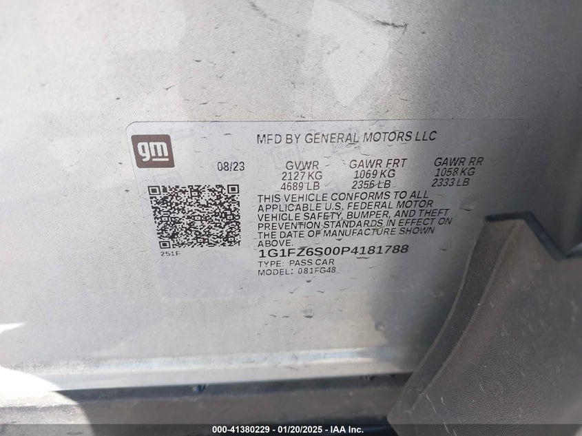 2023 Chevrolet Bolt Euv Fwd Premier VIN: 1G1FZ6S00P4181788 Lot: 41380229