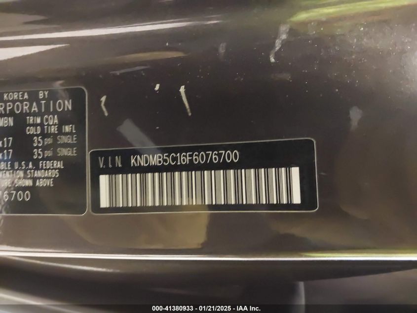 VIN KNDMB5C16F6076700 2015 KIA SEDONA no.9