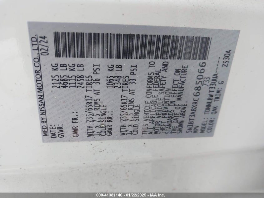 2024 NISSAN ROGUE S INTELLIGENT AWD - 5N1BT3ABXRC685066