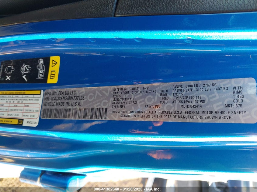 2021 JEEP WRANGLER UNLIMITED RUBICON 4X4 - 1C4JJXFM2MW737126