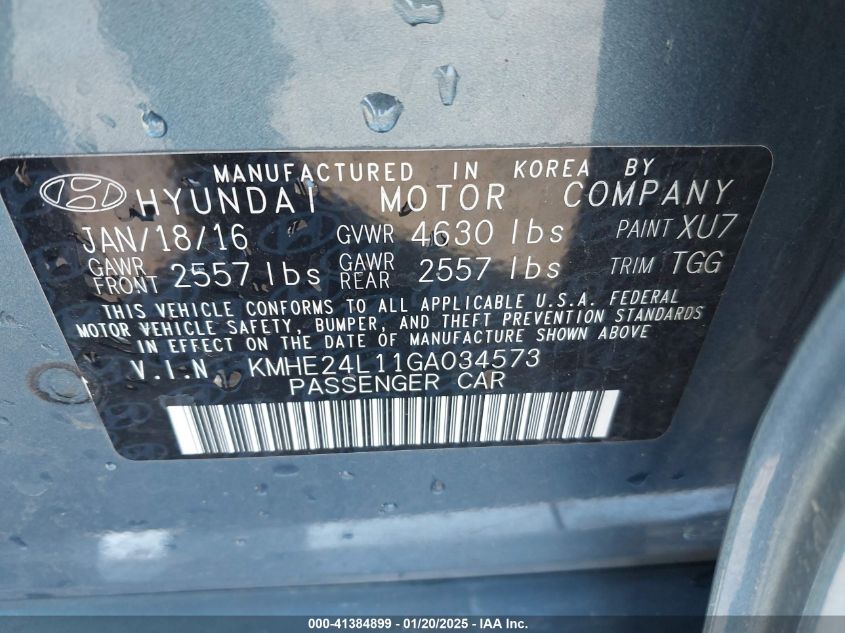 VIN KMHE24L11GA034573 2016 HYUNDAI SONATA HYBRID no.9