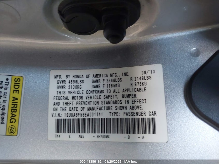 2014 ACURA TL VIN: 19UUA8F56EA001141