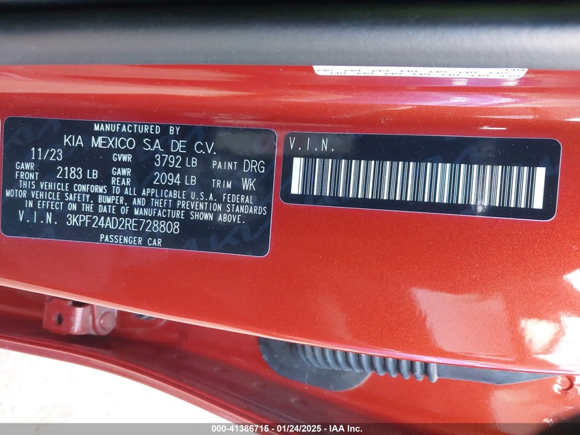 2024 KIA FORTE LXS - 3KPF24AD2RE728808