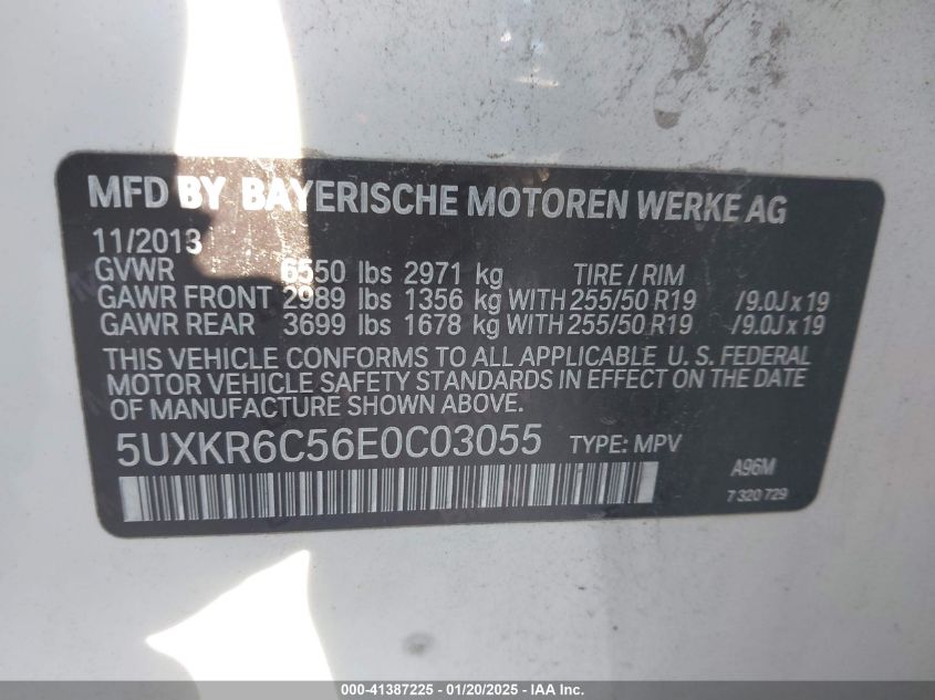 VIN 5UXKR6C56E0C03055 2014 BMW X5 no.9