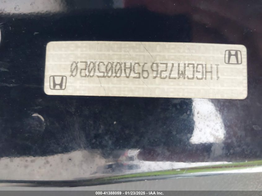 2005 Honda Accord 2.4 Ex VIN: 1HGCM72695A005020 Lot: 41388059