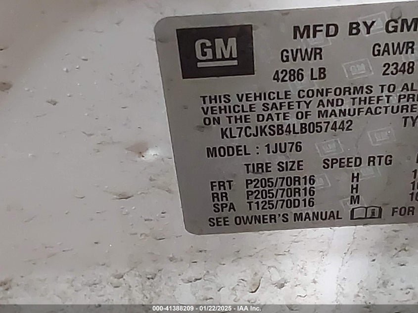 2020 CHEVROLET TRAX FWD LS - KL7CJKSB4LB057442